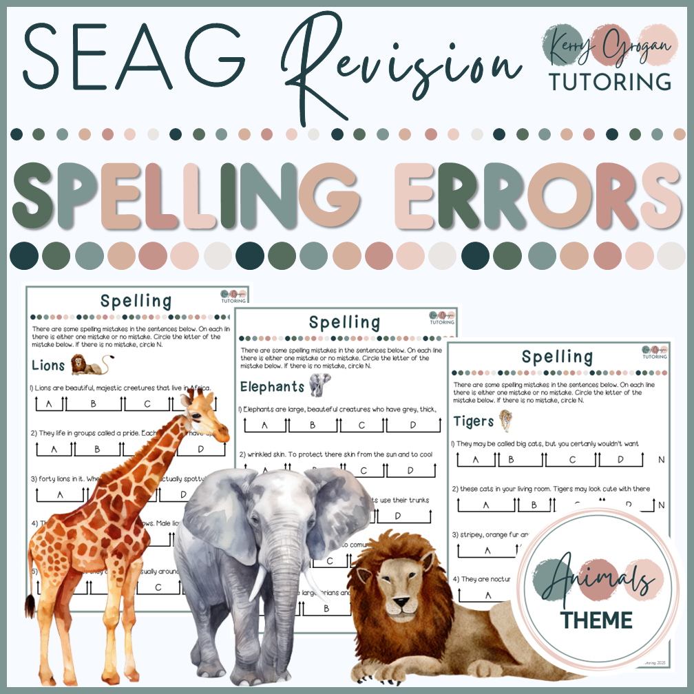 SEAG Spelling Practice : Animal Theme
